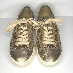 Michael Kors Gold Logo Signature Sneakers Size 9
